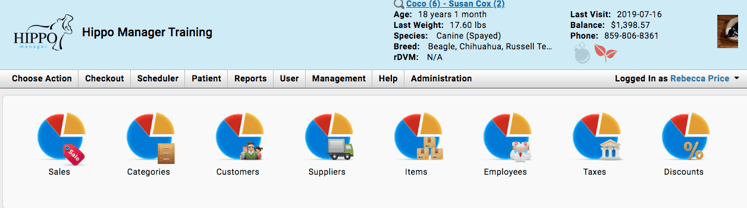 graphical reports title screen hippo manager